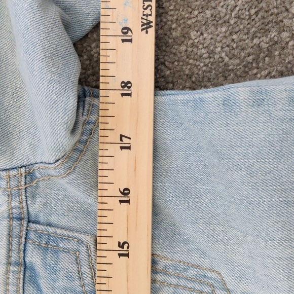 BLUENOTES boyfriend fit light blue embroidered denim jacket oversized XS - Picture 4 of 10